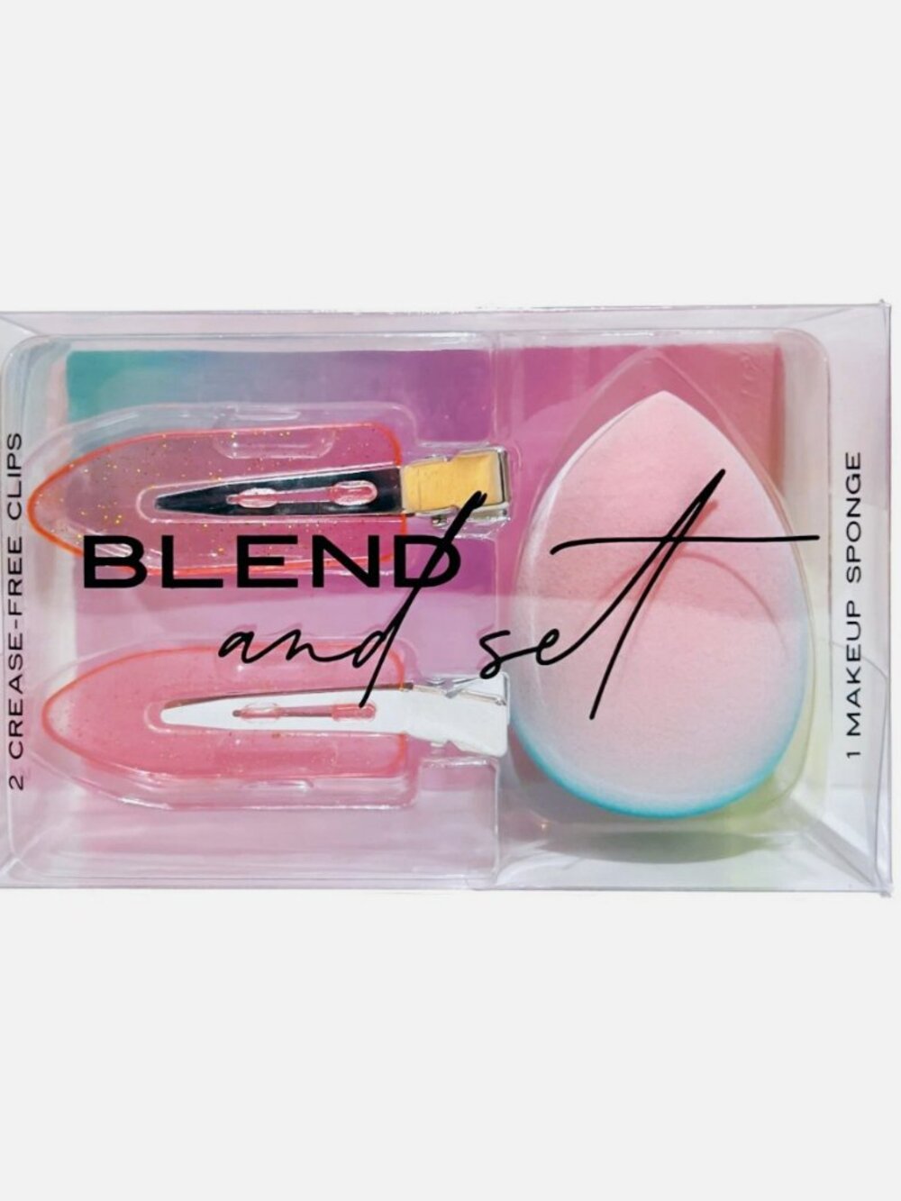 Blend and Set Blending Makeup Sponge and Crease Free Hair Clip Set NEW NWT